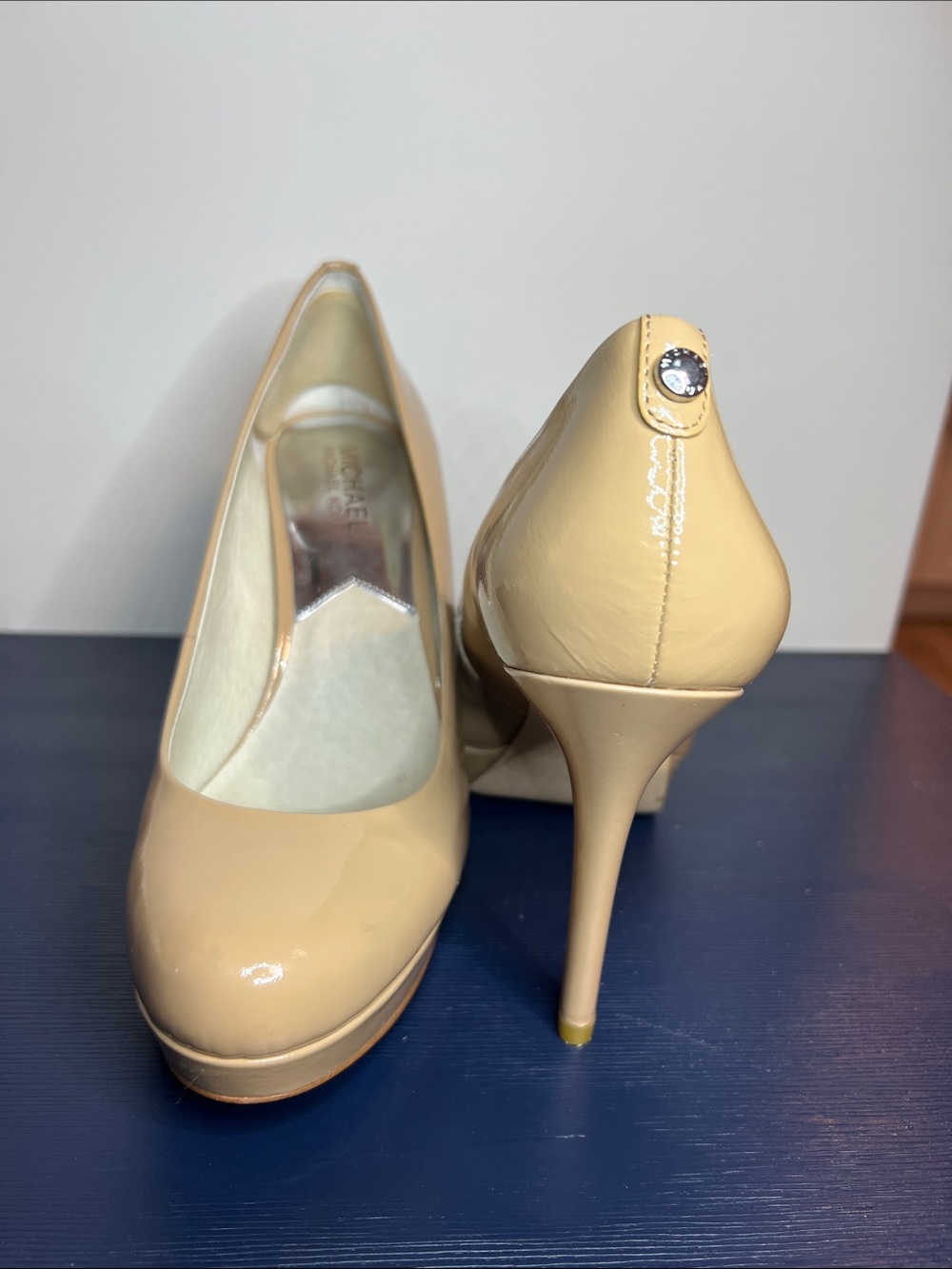 Michael Kors Nude  Patent Leather Platform Stiletto Pumps - Womens Heels Size 8